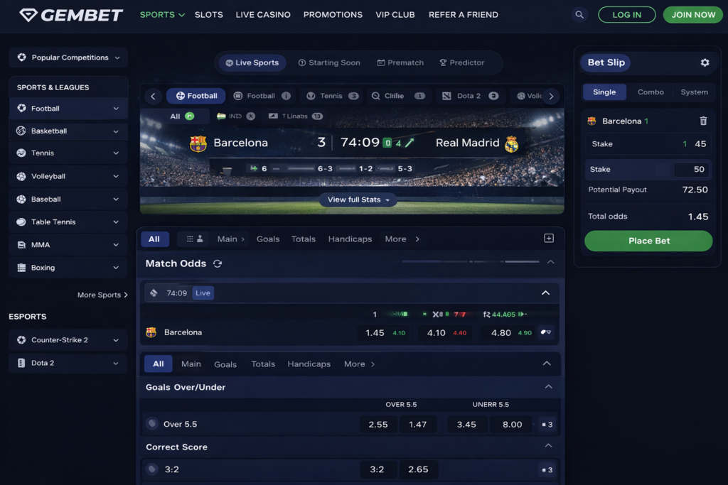 Gembet Live sports betting